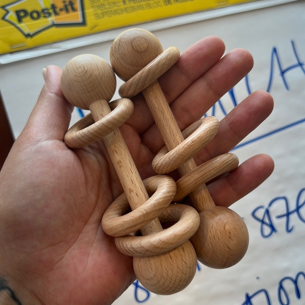 Natural Beech Wood Baby Rattle - minimalist baby gift